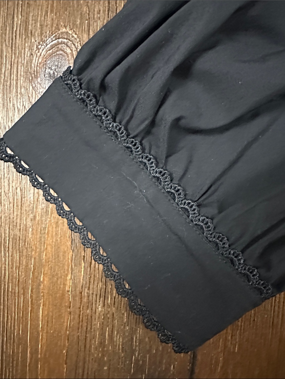 Bailey 44 Black Square Neck Puff Sleeve Top with Scalloped Trim - Picture 4 of 10